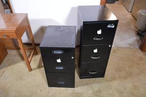 2ct Metal Filing Cabinets Black