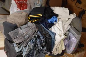 Assorted Clothes Jeans, Shirts, Shorts, Some New, Some Used - Chair Not Included