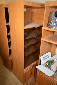 Large Wooden Shelf, Glass Cabinet, with Lights - Back Damaged