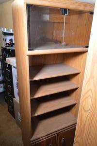 Large Wooden Shelf, Glass Cabinet, with Lights