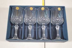 Longchamp 10 12oz Cristal DArques Genuine Lead Crystal Wine Glasses 4pc Set