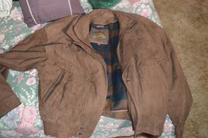 Wilsons XL Flannel Lined Leather Jacket Brown