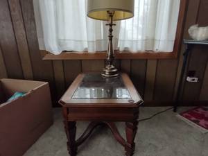 lot 50 image: Glass Top End Table and Lamp