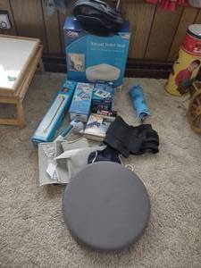 lot 67 image: Bathroom Grips, Raised Toilet Seat, Blood Pressure Monitor