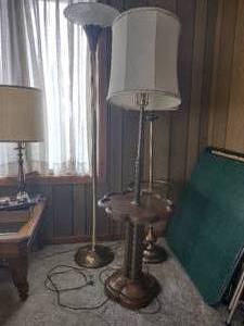 lot 75 image: Tall Lamps - 2 with attached tables