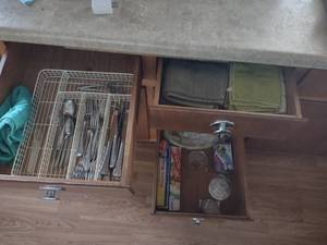 lot 120 image: Contents of Drawers, Towels, Silverware