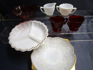 Milk Glass, Amberina Strawberry Bowl