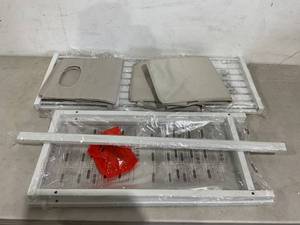 lot 301 image: VASAGLE Laundry Hamper with 3 Pull-Out and Removable Bags, Shelf, Metal Frame, 3 x 10 Gallons (38L) - White