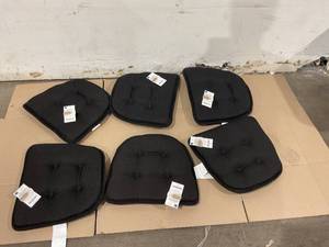 lot 208 image: LOT OF 6 - Klear Vu Omega Non-Slip Universal Chair Cushions for Dining Room - Midnight Black