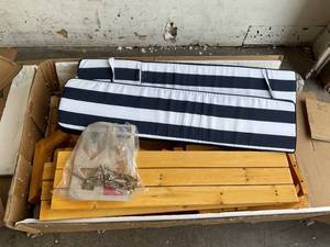 lot 104 image: KidKraft Outdoor Wooden Table & Bench Set with Cushions and Umbrella