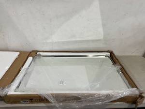 lot 305 image: Moon Mirror 36 x 24 inch Brushed Nickel Stainless Steel Framed Pivot Rectangle Bathroom Wall Mounted Mirror