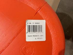 lot 212 image: Igloo Portable Sports Cooler Water Beverage Dispenser with Flat Seat Lid - Orange