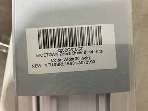 lot 260 image: Nicetown 30 inch White Zebra Dual Layer Sheer Blinds