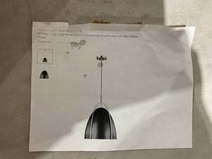 lot 376 image: Generation Lighting Norman 1-Light Satin Brass Large Hanging Pendant Light with Midnight Black Steel Shade