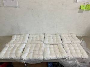 lot 150 image: LOT OF 8 - Dining Room Chair Cushions - White