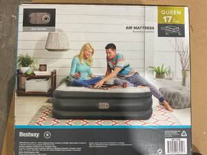 lot 289 image: Intex Raised TruAire 18 Inch Queen Size Air Mattress with Internal 120V Pump