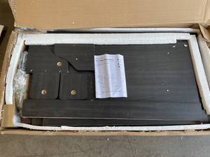 lot 58 image: Hodedah Kitchen Island with Spice Rack, Towel Rack & Drawer - Black with Beech Top