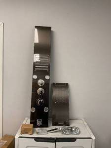 lot 51 image: LED Shower Panel Tower System - Brushed Black