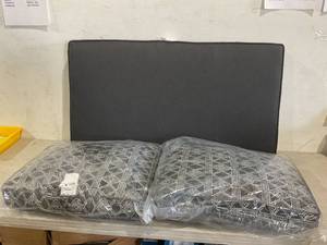 lot 198 image: Arden Selections Outdoor Loveseat Cushion Set 46 x 26, Black Global Stripe