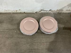 lot 430 image: LOT OF 2 CASE of 18 Pack 13 Inch Rose Gold Plastic Charger Plates