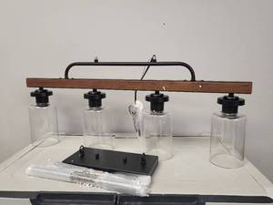 lot 50 image: HOGBU 4-Bulb Farmhouse Dining Room Light Fixture