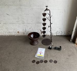 lot 69 image: Alpine Corporation 38 inch Bronze Tiered 6-Cup IndoorOutdoor Water Fountain