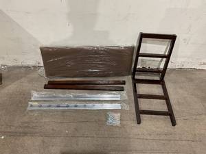 lot 438 image: Roundhill Furniture Dark Espresso Wood Shoe Bench with Chocolate Microfiber Seat