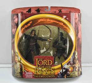 lot 53 image: LOTR Two Towers Elven Archer & Berserker Uruk-Hai with Attack Actions Figures in Box