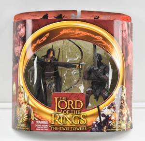 lot 50 image: LOTR Two Towers Elven Archer & Berserker Uruk-Hai with Attack Actions Figures in Box