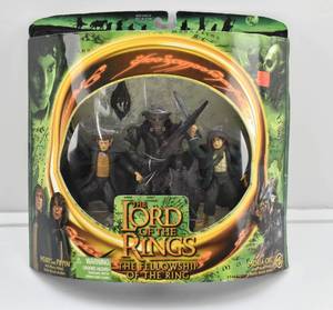 lot 46 image: LOTR Fellowship of the Ring Merry, Pippin, & Moria Orc with Battle Attack Actions Figures in Box