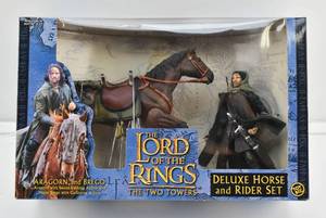 lot 68 image: LOTR Two Towers Deluxe Set Aragorn & Brego Figures with Actions in Box