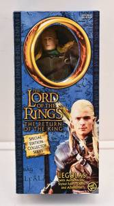lot 61 image: LOTR Return of the King Collector Series Legolas with Authentically Styled Fabric Outfit & Accessories Figure in Box