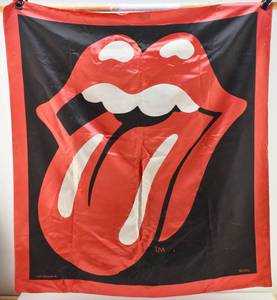 lot 9 image: Vintage Rolling Stones Musidor Satin Concert Flag from 1983