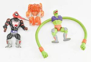 lot 130 image: Vintage Rare Rock Lords Jewel Sunstone Bandai 1986 Transforming Action Figure and 2 Mattel Action Figures