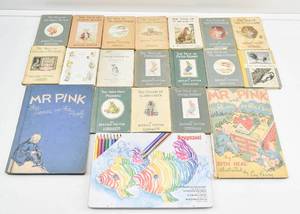lot 131 image: Box of Vintage Childrens Books and Pencils