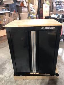 Husky 3-Piece Ready-to-Assemble Steel Garage Workstation in Black (26.6 in. W x 69.5 in. H x 19.5 in. D) Customer Returns See Pictures