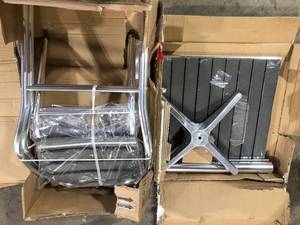Outsunny Silver 3-Piece Metal Square Outdoor Bistro Set Customer Returns See Pictures