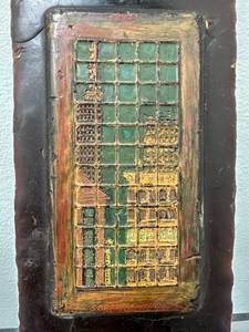 lot 18 image: Aldo Moroni Jr Wax Cityscape Encaustic Painting