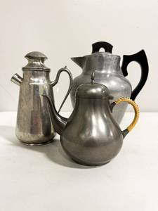 lot 87 image: Group of 3 Pewter Pitchers or Shakers