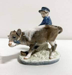 lot 108 image: Royal Copenhagen Boy with Calf Figurine, Model 772, Porcelain