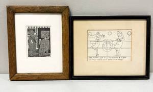 lot 113 image: Two Framed Artworks Prints, Bears and Cartoon