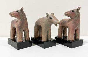 lot 119 image: Grp 3 Japanese Ceramic Animals on bases