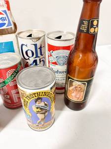 lot 125 image: Lrg Grp of Cans and Bottles - Coke, Beer, Pepsi Must look