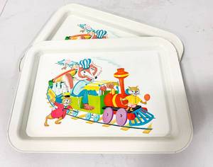 lot 127 image: Two Childrens Vintage Decorated Lunch trays.
