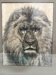 lot 201 image: Etching of a Lion by Rosa Bonheur - 1879