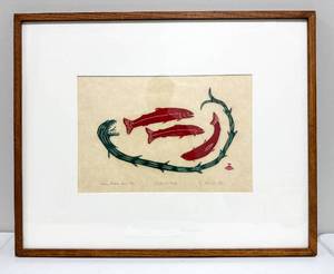 lot 200 image: Peter Aliknak Snake and Fishes Signed and Numbered Print