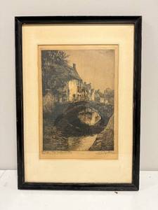 lot 176 image: Original Etching of Belgum Illegibly Signed