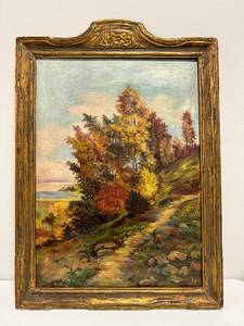 lot 174 image: Original Oil Painting in Hand Carved Frame