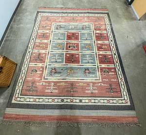 lot 5 image: Wool and Cotton Kilim Flatweave Rug