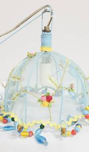 lot 38 image: Handmade German Pendant Light, Embroidered and Beaded